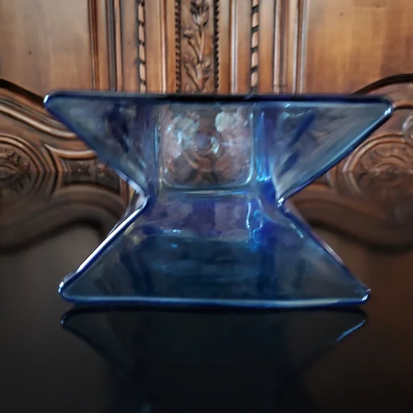 1980s Blenko 10 1/4" Azure Blue 💙 Paper Bag Vase - Picture 9 of 12